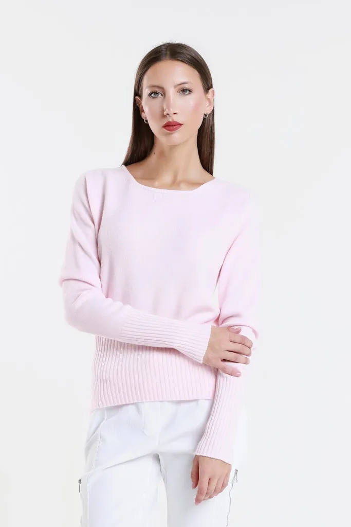 Monica Seriously Soft LS Ribbed Bottom Short Sweater (BLS436)