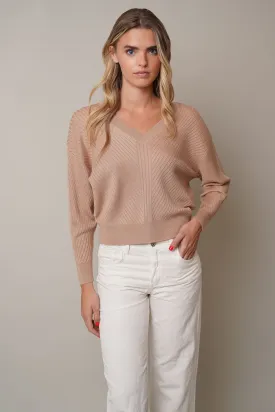 V-Neck Ribbed Dolman Sweater